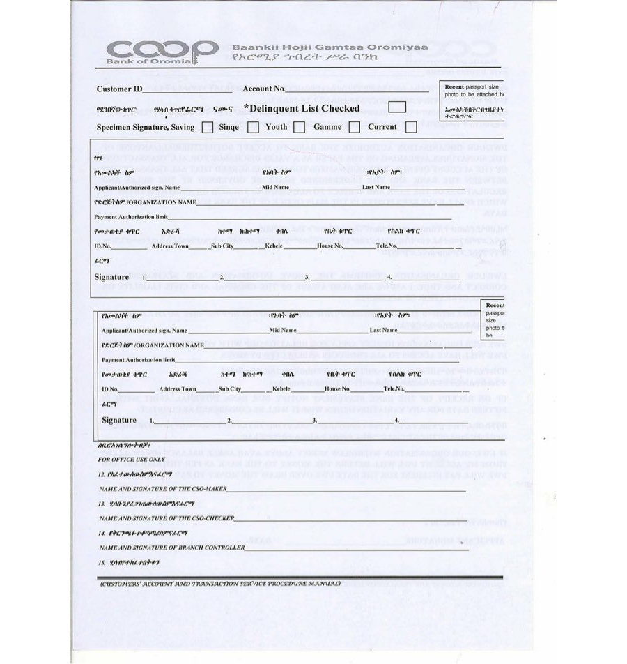 Conventional Account Opening Form